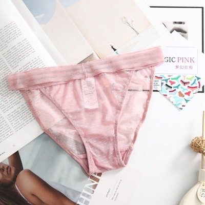 Underwear.MAGIC PINK fashion sexy buttock pull lace panty mesh yarn sexy attraction women's brief