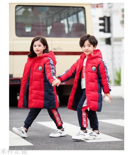 kindergarten garden clothes winter cotton-padded clothes mid-length children‘s class clothes down cotton primary school school uniform thickened cotton-padded jacket coat