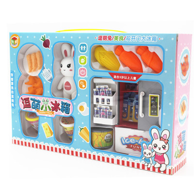 Play House Cartoon Doll Simulation Food Drink Toy 6623 Parent-Child Interactive Puzzle Mini Refrigerator Set