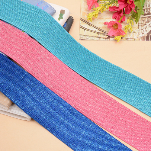Factory Direct Sales Color Color Ribbon Color Matching Black Background Silver Silk Elastic Band Waist of Trousers Elastic Band Headdress DIY Accessories
