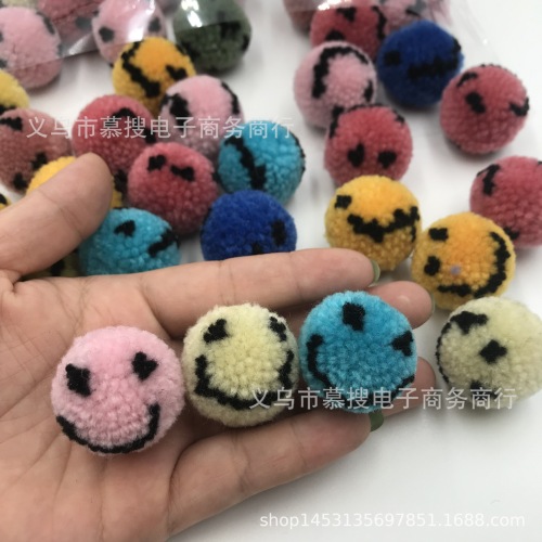 new spot 3cm smiley face wool ball acrylic wool ball diy jewelry accessories plush ball
