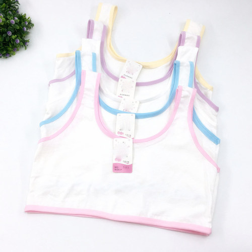 Wish Cross-Border Hot Sale Spot Student Wide Shoulder Strap Chest Wrap Foreign Trade Cotton Solid Color adolescent Girl Bra