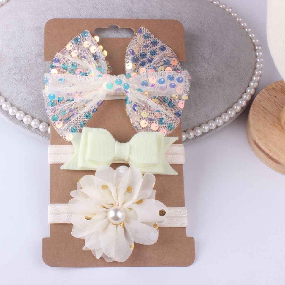 Childrens hair with three piece set of shiny piece big bow head with babys hair accessories