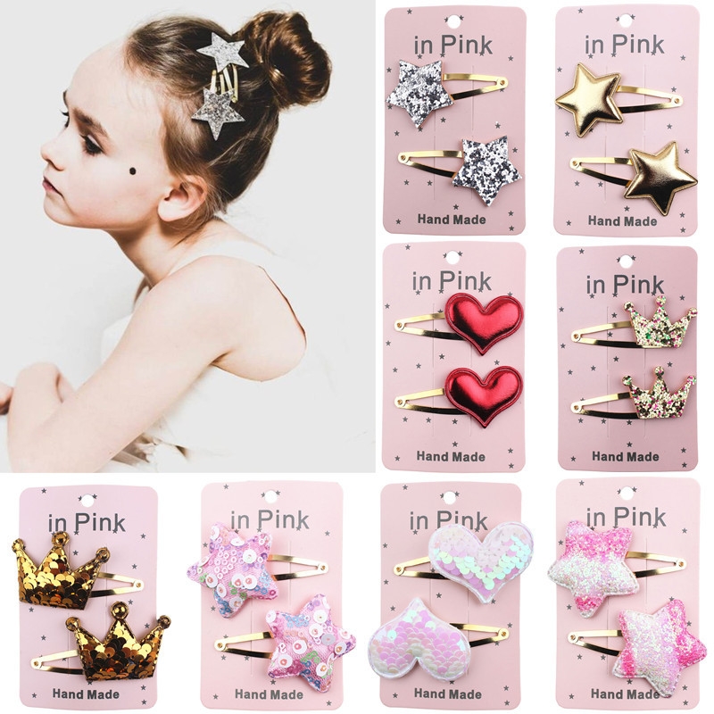 New baby hair clip fivepointed star heartshaped crown BB clip baby hair accessories are available in various style