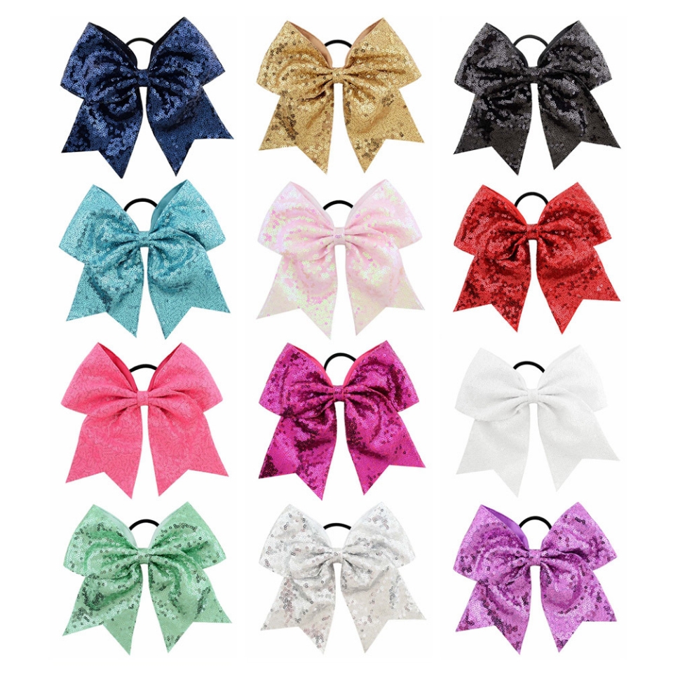 8 amazon hot selling JOJO hair band sequined ribbon swallowtail bow hair band head rope childrens leather band