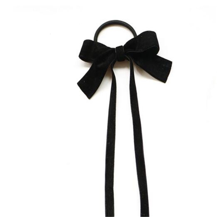 Korean Japanese exquisite bow hair accessories sweet highgrade velvet bow ribbon hair loop hair rope leather cover tide