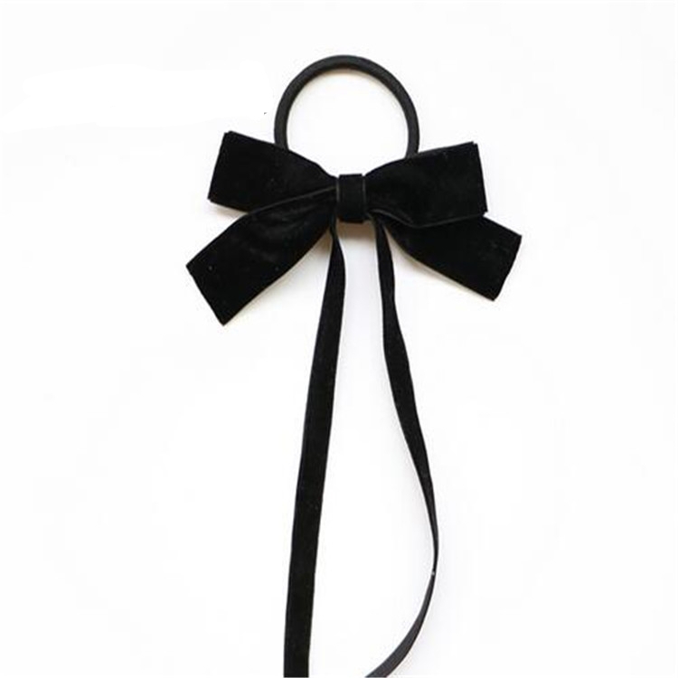 Korean Japanese exquisite bow hair accessories sweet highgrade velvet bow ribbon hair loop hair rope leather cover tide