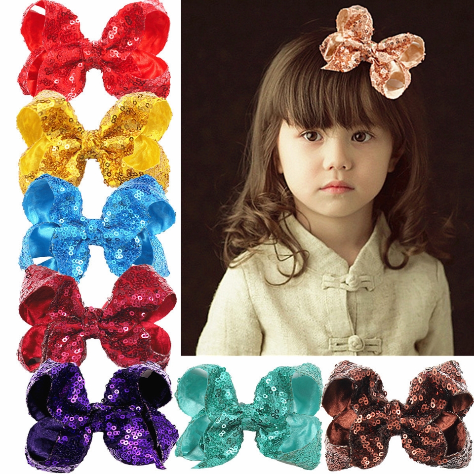 4inch children hair accessories Europe and the United States hotselling sequin bow pin cute girl headwear sell fast