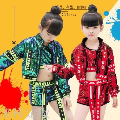 Children‘s Sequined Performance Clothes Girls‘ New Jazz Dance Hip Hop Performance Wear Girls‘ Spring and Summer Modern Dance Suit