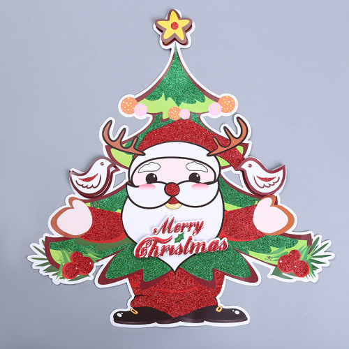 Wholesale Santa Tree Stickers Christmas Three-Dimensional Glass Stickers Shop Window Household Decorative Layout Wall Stickers