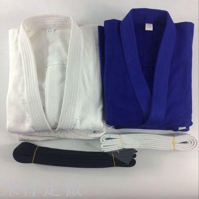 Professional Competition Use Judo Clothing Training Wear Bamboo Pattern Pure Cotton White Blue Taoist Robe Jiu Shu Adult Children‘s Style