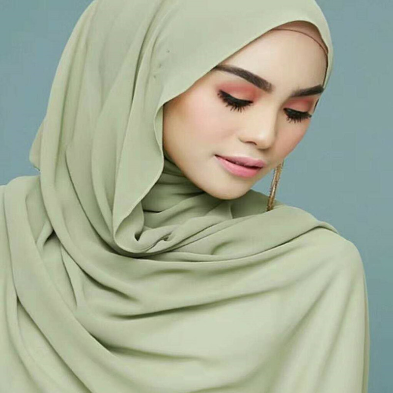 Soft Chiffon Scarf Shawl Wrap Headband Hijabs Scarves Muslim Women Hijab 2019 