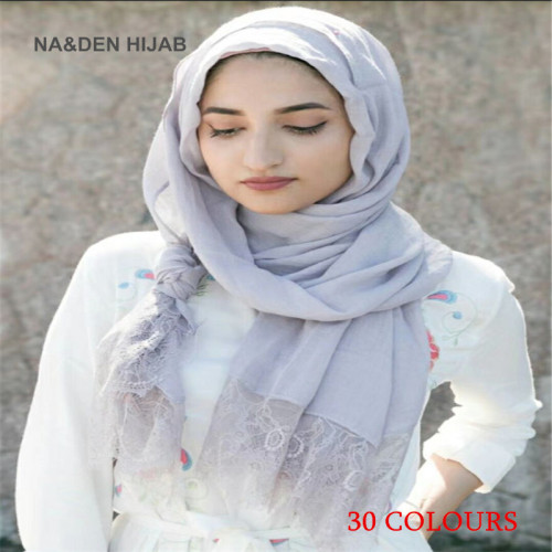 Cross-Border One-Piece Delivery New Solid Color lace Scarf Small Eyelash Closed Toe Scarf Silk Scarf Shawl Female