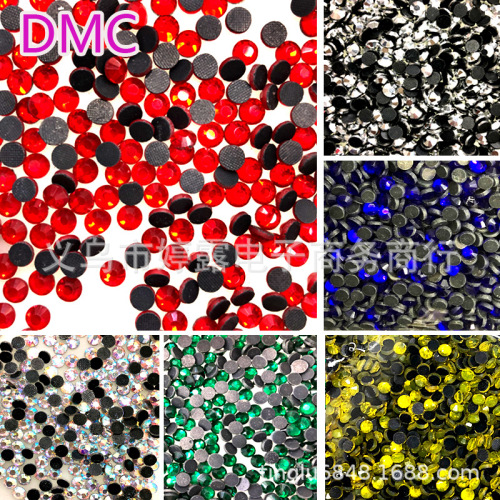 Exclusive for Cross-Border DMC Hot Drilling round Rubber Bottom Bottoming Drill Clothing Hot Drilling DIY Ornament Accessories Factory Direct Sales 35 Colors