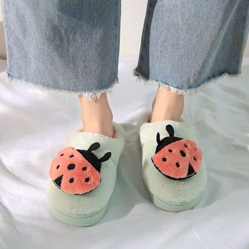 Autumn and Winter Non-Slip Plush Household indoor Net Red Home Cute Korean Style Small Animal Fur Thickened Cotton Slippers