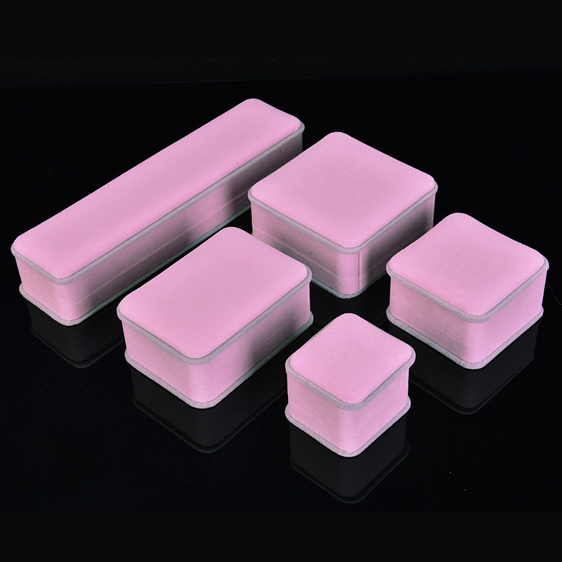 Korean Super Hot Pink Flocked Ring Box Set Pendant Jewelry Box Factory Packaging Box Customization O