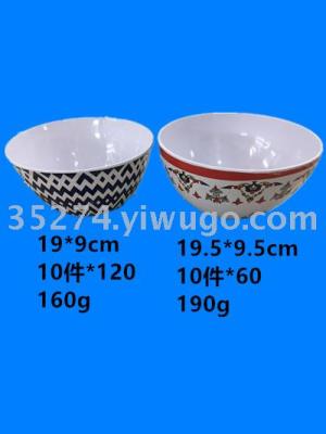 Melamine tableware large-scale spot inventory low price processing imitation ceramic decal bowl rice bowl soup bowl