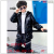 Kids' leather jacket with fleece new fall/winter 2019 kids' motorcycle print