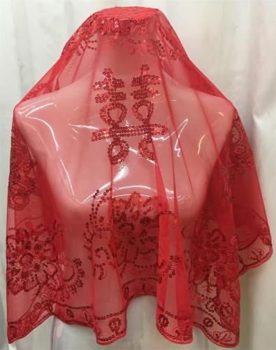 Factory Direct Sales Wedding Veil Bride Red Veil Red Veil Red Shawl Red Film Six Big Happiness Veil
