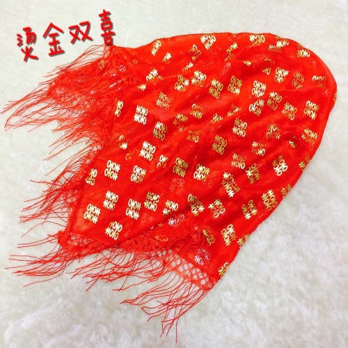 factory direct wedding cover gilding double happiness red veil bride red veil wedding supplies