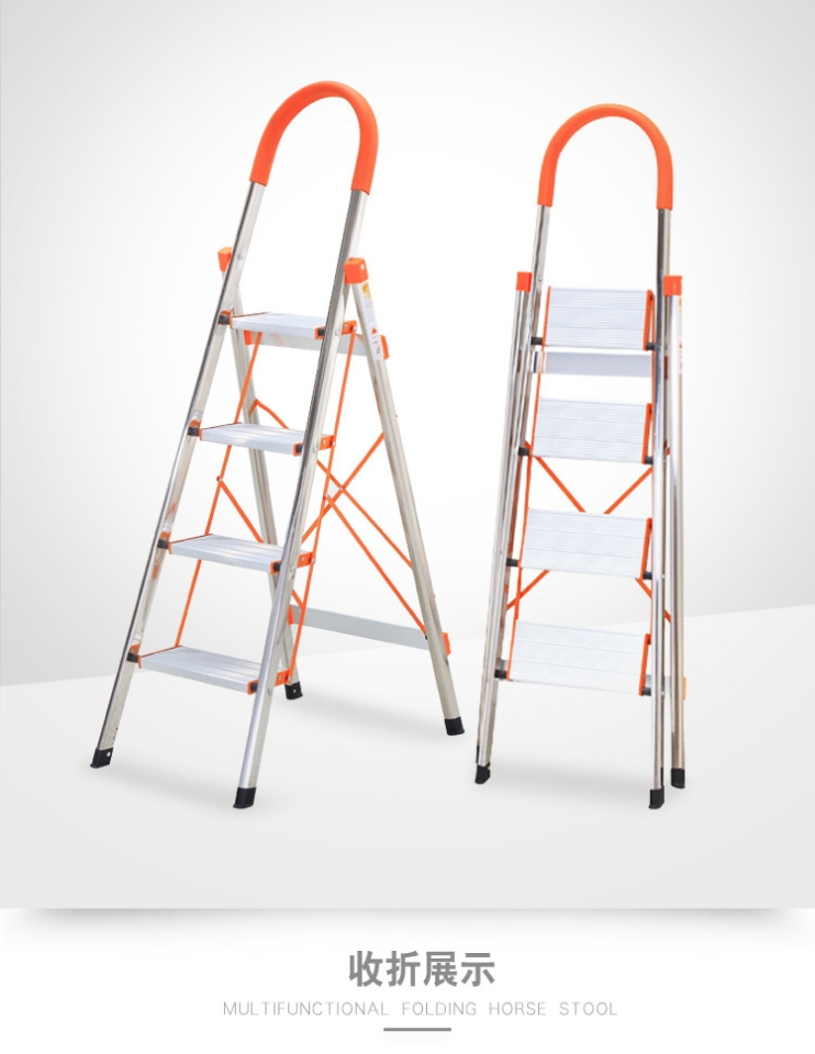 Stainless steel, iron aluminum alloy folding ladder has just family family multi - step ladder ladder word folding ladder decoration ladder