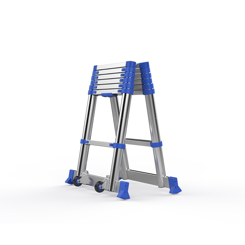 Extension ladder European standard thickened aluminum alloy engineering ladder household folding ladder (elevating man-shaped ladder) bamboo ladder