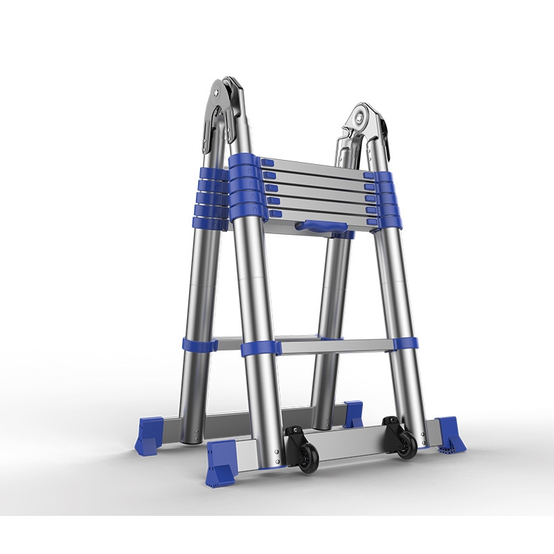 Extension ladder European standard thickened aluminum alloy engineering ladder household folding ladder (elevating man-shaped ladder) bamboo ladder