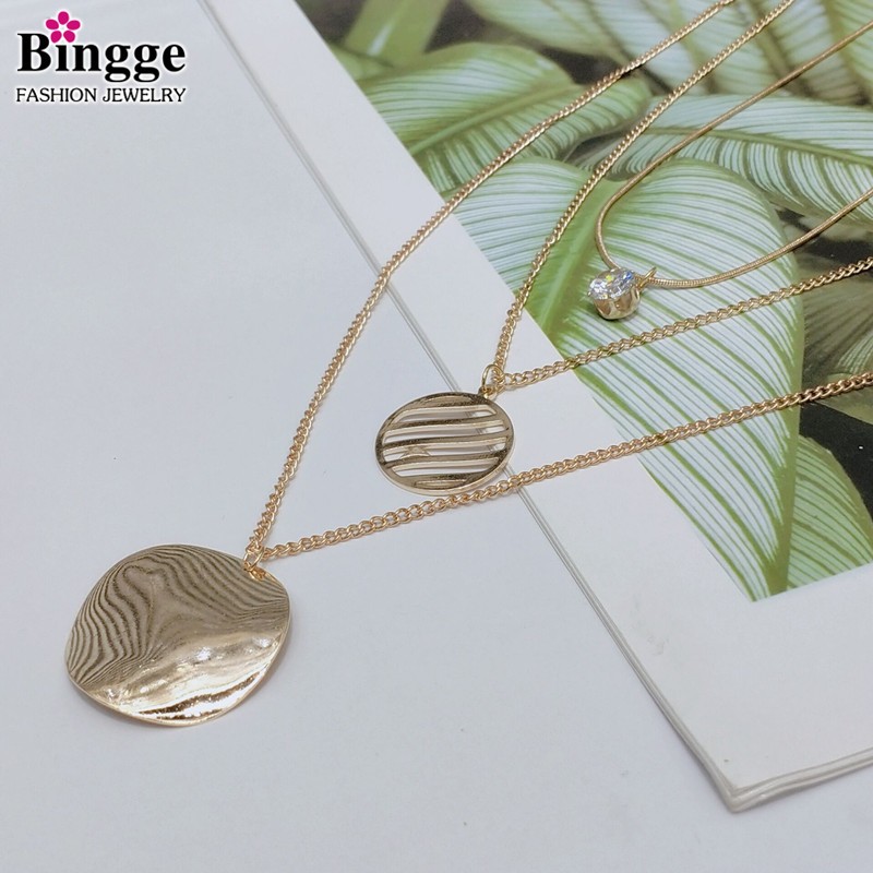 义乌宾格饰品厂家直销 简约欧美风多层多条项链 毛衣链