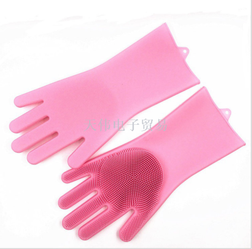 silicone dishwashing gloves dishwashing brush household gloves non-slip wear-resistant kitchen gloves magic household gloves