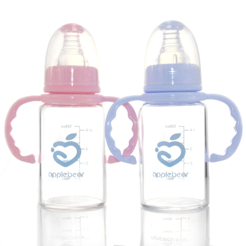 Apple Bear Bottle Manufacturer Newborn Standard Mouth Glass Bottle Juice Bottle Wholesale 120ml