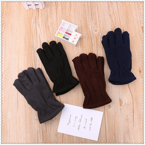New Gloves Men‘s Autumn and Winter Warm Velvet Padded Thickened Cute Student Winter Cold-Proof Suede for Cycling