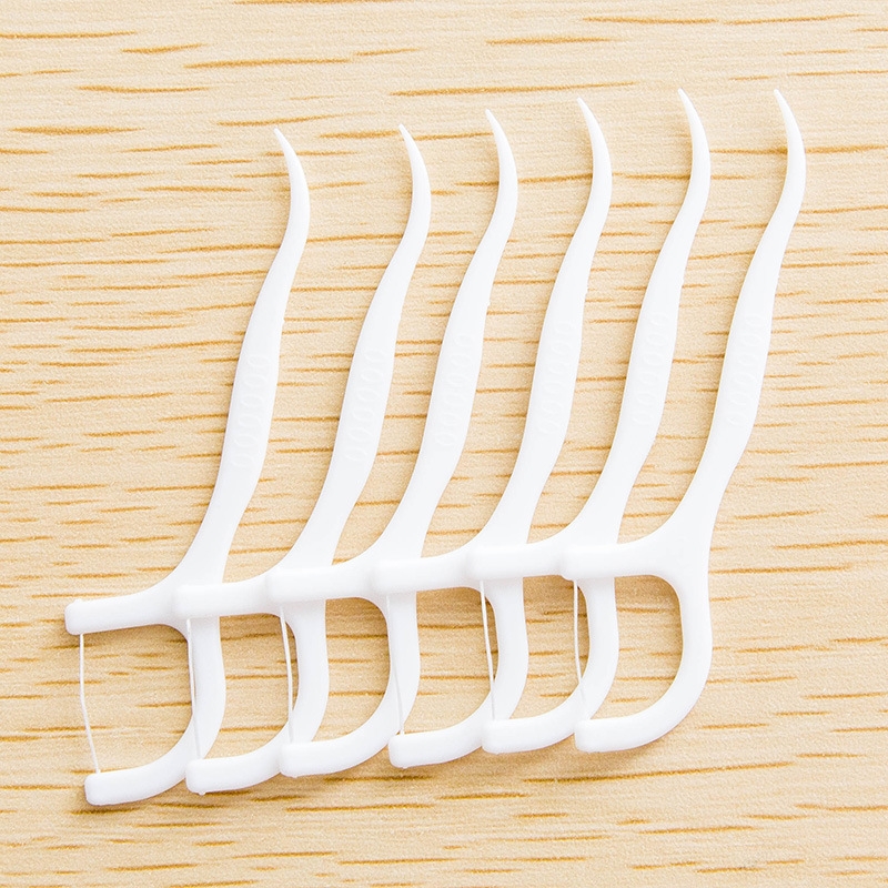 Super fine high specific dental floss rod bow interdental cleaner flat pick plastic dental floss