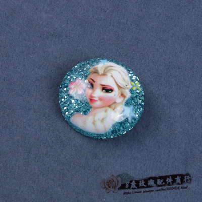 Frozen jewelry princess ring ear clip handmade finished DIY accessories resin flat plate
