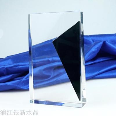 Black square crystal trophy customized card authorization card customized company annual awards gift lettering