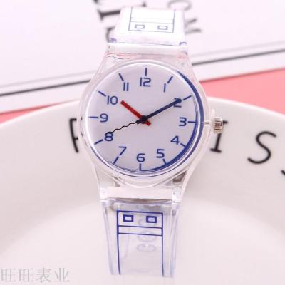 Transparent and lovely character character jelly color watch small fresh Korean children table boys and girls table