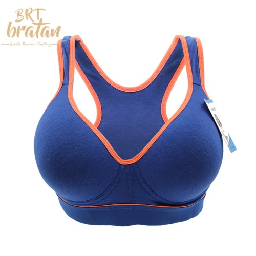 fluorescent edging embellished solid color cotton sweat-wicking breathable thin sponge wireless six-color sports bra