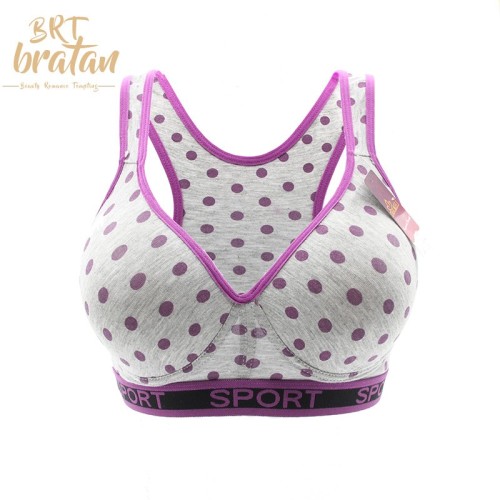 Dotted Prints Fresh Multi-Color Outdoor Wear Yoga Sports Women‘s Back Embroidered Cotton Comfortable Large Size Bra 