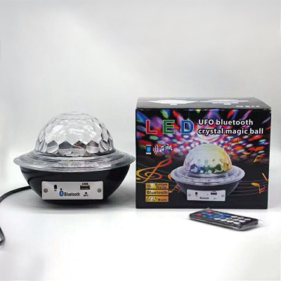 The new flying saucer LED stage light, colorful crystal ball light, USB voice control KTV light with remote control