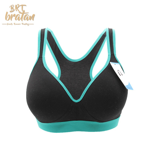 Aolijia · South American Fluorescent Edging Embellishment solid Color Cotton Sweat-Wicking Breathable Thin Sponge Wireless Sports Bra 