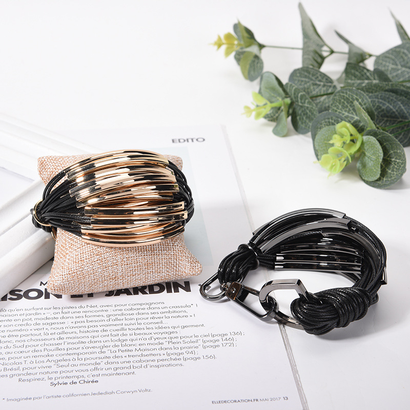 2019 New Korean Style Copper Tube Bracelet Europe and America Creative Wax Wire Bracelet Trendy Nigh