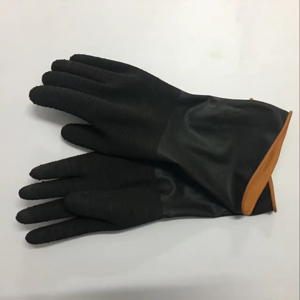 Manufacturers direct sales of new black industrial natural latex gloves oil resistance acid and alkali resistance gloves wavy