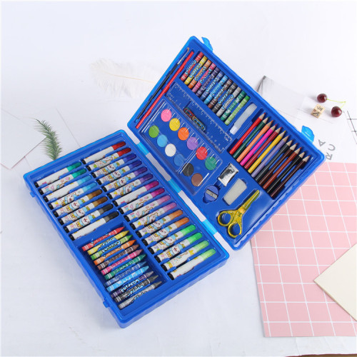 Factory Wholesale Plastic Box New Drop-Resistant 89-Piece Children‘s Art Supplies Painting Watercolor Pen Stationery Color Pen Set