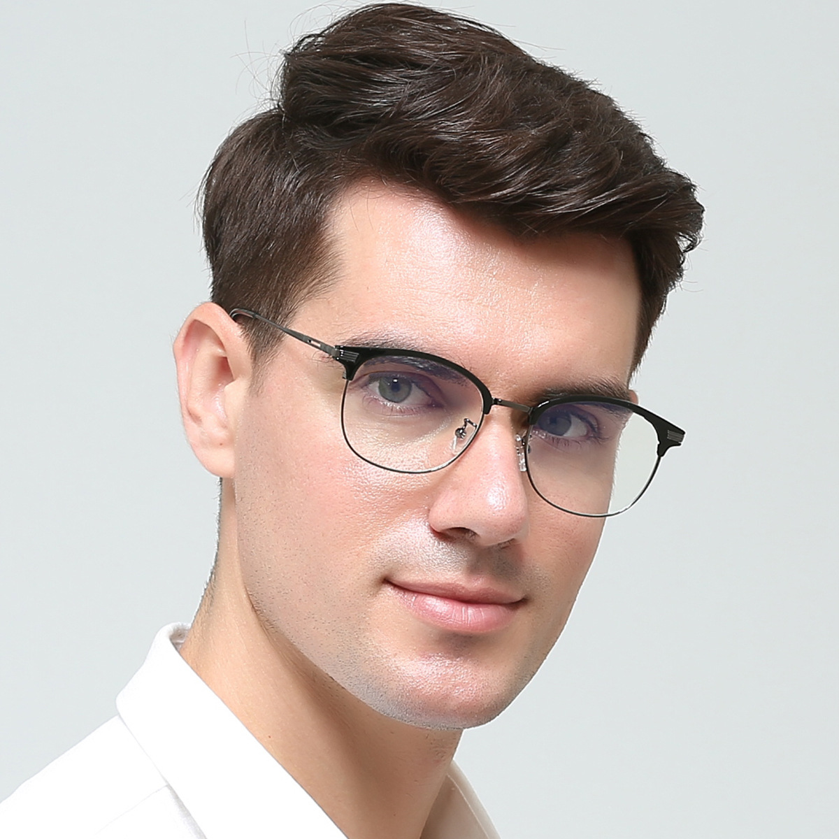 复古眉毛眼镜框 男女光学金属平光镜 超轻商务开球近视眼镜架批发