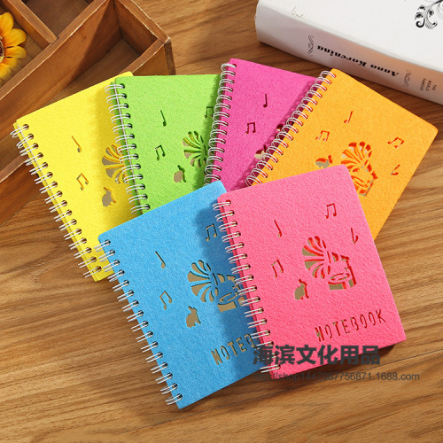 new hollow felt business notepad a6 strap coil diary non-woven notebook office supplies