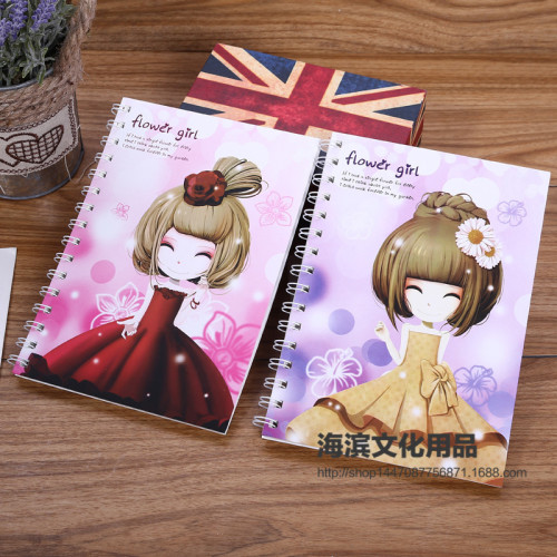 creative flower girl printing notepad customizable logo notebook portable office coil notebook