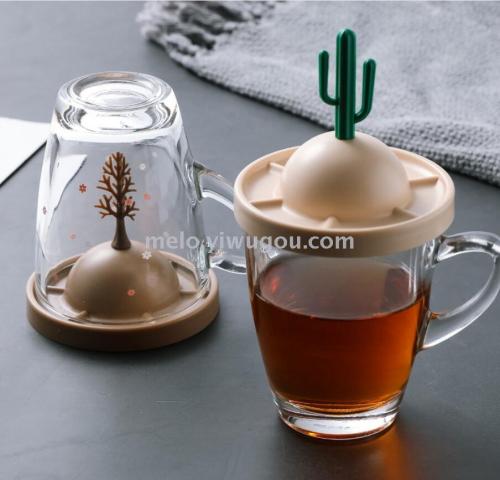 Draining Cup Holder， Three-Dimensional Four Seasons Plant Shape Cup Lid， multi-Functional Coaster 