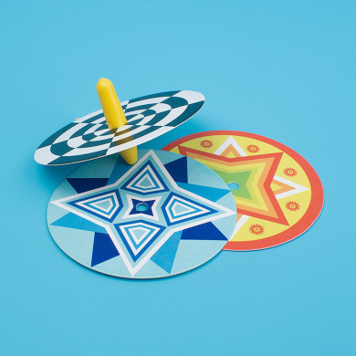 新纸质陀螺幼儿园手工科学小制作视觉停留拼装玩教具科普培训器材