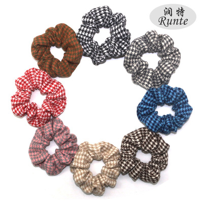Europe and the United States new gingham large intestine ring hair ring cross-border exclusive for fashion ladies hair ring fabric headwear wholesale