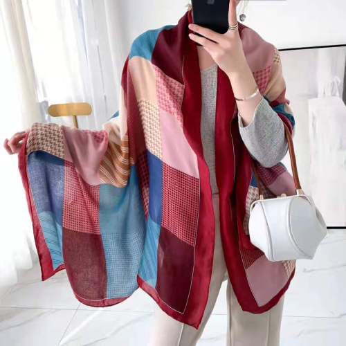 New Color Contrast Patchwork Plaid Scarf Long Warm Scarf Shawl Dual-Use
