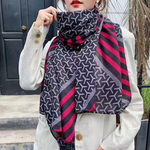 new contrast color splicing scarf shawl silk scarf long warm scarf shawl dual-use autumn and winter fashion